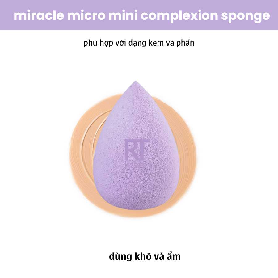 Bông Giọt Nước Che Khuyết Điểm Mini Pro RT Real Techniques Miracle Complexion Sponge Tím Size S RTMU08